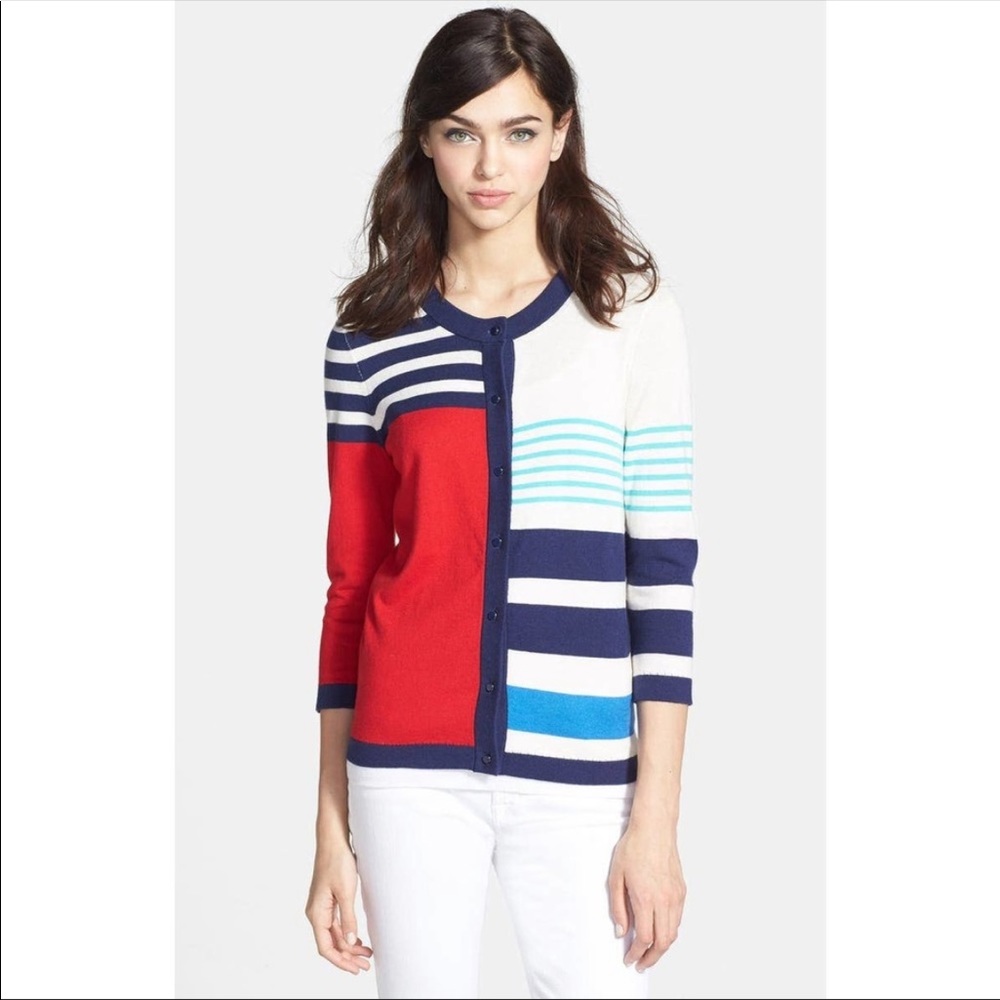 Kate Spade Colorblock Stripe Cardigan Size Small